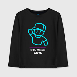 Лонгслив хлопковый детский Символ Stumble Guys в неоновых цветах, цвет: черный