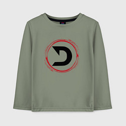 Лонгслив хлопковый детский Символ Deadlock и красная краска вокруг, цвет: авокадо