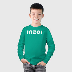 Лонгслив хлопковый детский Inzoi logo, цвет: зеленый — фото 2