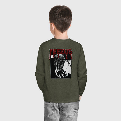 Детский лонгслив Kanye West / Меланж-хаки – фото 4