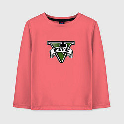 Лонгслив хлопковый детский Grand Theft Auto V logo, цвет: коралловый