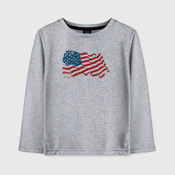 Лонгслив хлопковый детский Развевающий флаг США, цвет: меланж