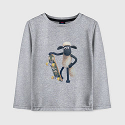 Лонгслив хлопковый детский Барашек Шон со скейтом, цвет: меланж