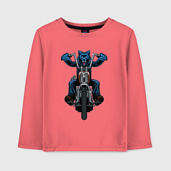 Лонгслив хлопковый детский Волк байкер, цвет: коралловый