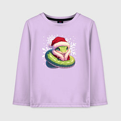 Лонгслив хлопковый детский Маленькая зелёная змейка, цвет: лаванда