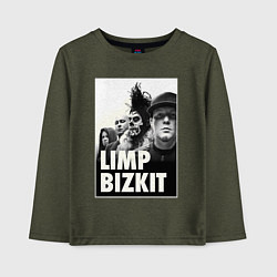 Лонгслив хлопковый детский Limp Bizkit all, цвет: меланж-хаки