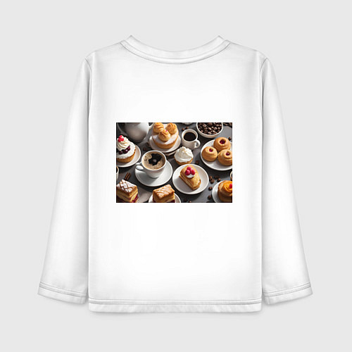 Детский лонгслив Кофе и пирожные / Белый – фото 2