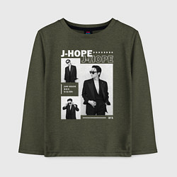 Лонгслив хлопковый детский J-hope hosok bts, цвет: меланж-хаки