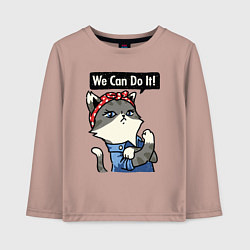 Лонгслив хлопковый детский We can do it - cat, цвет: пыльно-розовый