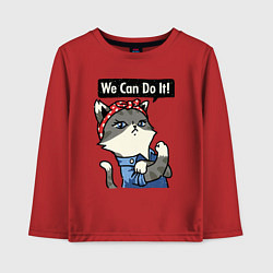 Лонгслив хлопковый детский We can do it - cat, цвет: красный