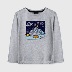 Лонгслив хлопковый детский Космическая дорога в горах, цвет: меланж