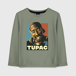 Лонгслив хлопковый детский Tupac - all eyez on me, цвет: авокадо