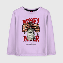 Лонгслив хлопковый детский Money maker hands, цвет: лаванда