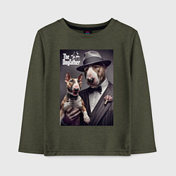Лонгслив хлопковый детский Крёстный отец держит своего щенка - мем, цвет: меланж-хаки