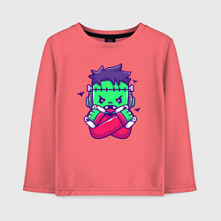 Лонгслив хлопковый детский Франкенштейн геймер, цвет: коралловый
