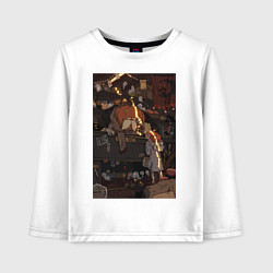 Лонгслив хлопковый детский Тыква мистика, цвет: белый