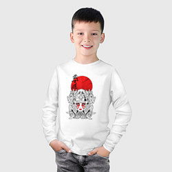 Лонгслив хлопковый детский Фэнтезийный самурай, цвет: белый — фото 2