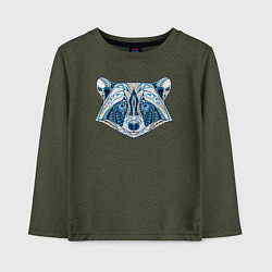 Лонгслив хлопковый детский Узорчатый енотик, цвет: меланж-хаки