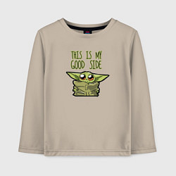 Лонгслив хлопковый детский Беби Йода, цвет: миндальный