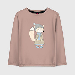 Лонгслив хлопковый детский Лиса в пальто, цвет: пыльно-розовый