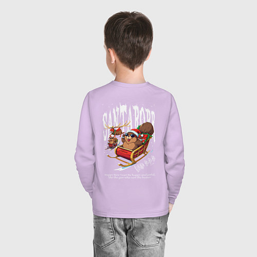 Детский лонгслив Санта бобр курва / Лаванда – фото 4