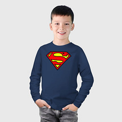 Лонгслив хлопковый детский Superman logo, цвет: тёмно-синий — фото 2