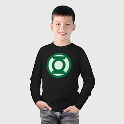 Лонгслив хлопковый детский Green lantern logo, цвет: черный — фото 2