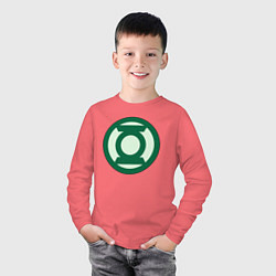 Лонгслив хлопковый детский Green lantern logo, цвет: коралловый — фото 2