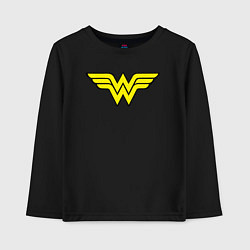 Лонгслив хлопковый детский Wonder woman logo, цвет: черный