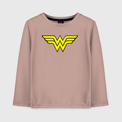 Лонгслив хлопковый детский Wonder woman logo, цвет: пыльно-розовый