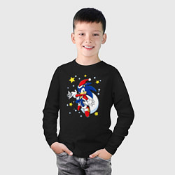 Лонгслив хлопковый детский Соник - Санта Клаус, цвет: черный — фото 2