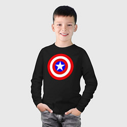 Лонгслив хлопковый детский Captain America logo, цвет: черный — фото 2