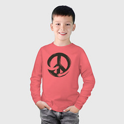 Лонгслив хлопковый детский Peace hugs, цвет: коралловый — фото 2