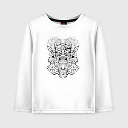 Лонгслив хлопковый детский Забавный скандинавский воин, цвет: белый