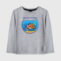 Лонгслив хлопковый детский Рыбка в аквариуме, цвет: меланж