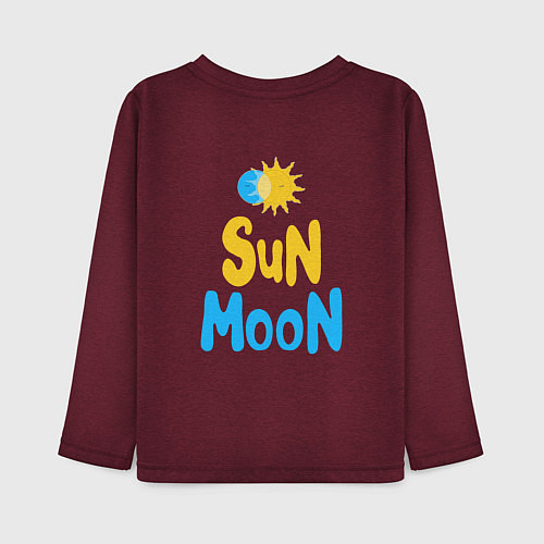 Детский лонгслив Луна и солнце / Меланж-бордовый – фото 2
