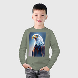 Лонгслив хлопковый детский Грациозный орел, цвет: авокадо — фото 2