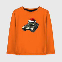 Лонгслив хлопковый детский Советский новогодний танк, цвет: оранжевый