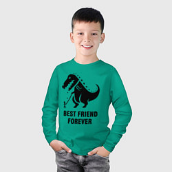 Лонгслив хлопковый детский Godzilla best friend, цвет: зеленый — фото 2