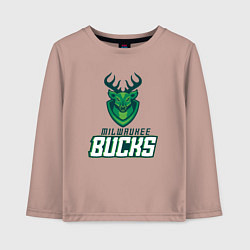 Лонгслив хлопковый детский Milwaukee Bucks NBA, цвет: пыльно-розовый