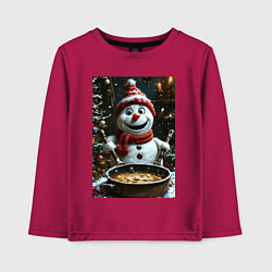 Детский лонгслив Снеговик ужинает