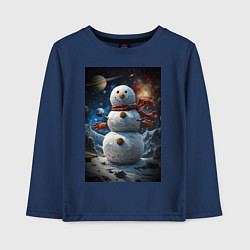 Детский лонгслив Снеговик в космосе