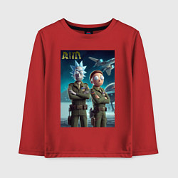 Лонгслив хлопковый детский Rick and Morty - air force нейроарт, цвет: красный