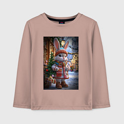 Детский лонгслив Зайчик с елкой