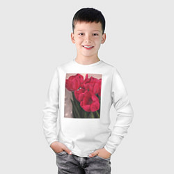 Лонгслив хлопковый детский Тюльпаны красные, цвет: белый — фото 2
