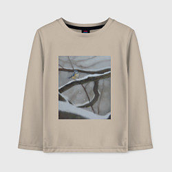 Лонгслив хлопковый детский Синица на ветке, цвет: миндальный