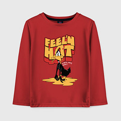 Лонгслив хлопковый детский Даффи Дак тает от жары, цвет: красный