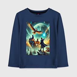 Лонгслив хлопковый детский Harry Potter and owl - Hogwarts, цвет: тёмно-синий