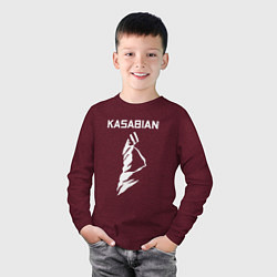 Лонгслив хлопковый детский Kasabian - logo, цвет: меланж-бордовый — фото 2