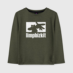 Лонгслив хлопковый детский Limp Bizkit - logo, цвет: меланж-хаки